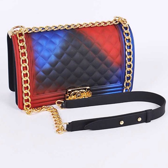 Handbags - Black & Orange Quilted Crossbody Bag